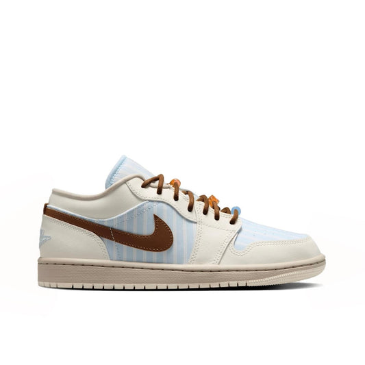 Air Jordan 1 Low Pinstripe Pack Hydrogen Blue Cream Womens White