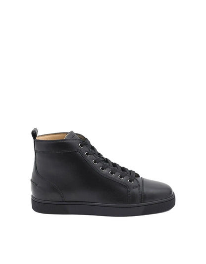 CHRISTIAN LOUBOUTIN LOUIS FLAT CALF BLACK HIGH TOP TRAINERS