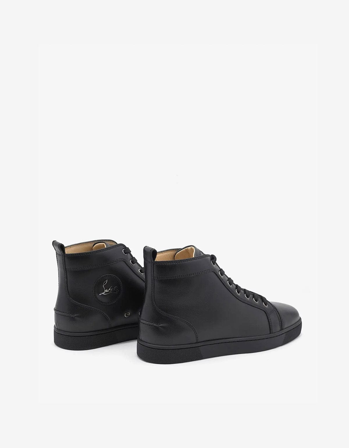 CHRISTIAN LOUBOUTIN LOUIS FLAT CALF BLACK HIGH TOP TRAINERS