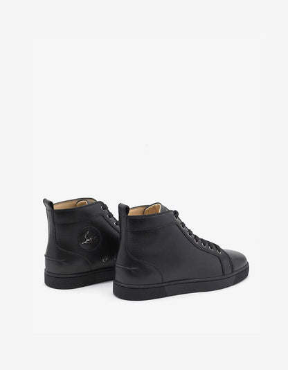 CHRISTIAN LOUBOUTIN LOUIS FLAT CALF BLACK HIGH TOP TRAINERS