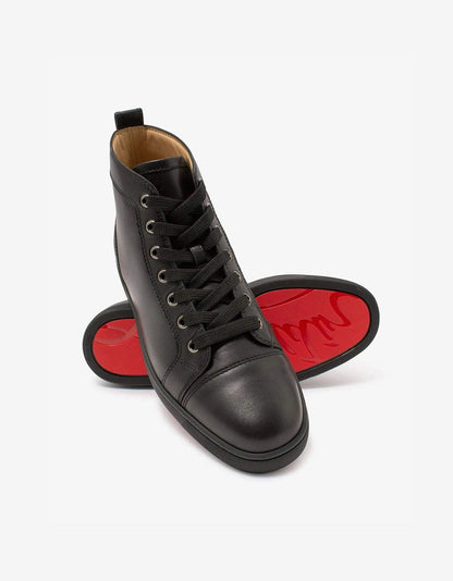 CHRISTIAN LOUBOUTIN LOUIS FLAT CALF BLACK HIGH TOP TRAINERS