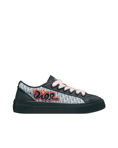 Dior x Kaws - B33 en cuir de veau et toile Dior Oblique bleu marine/bleu/blanc