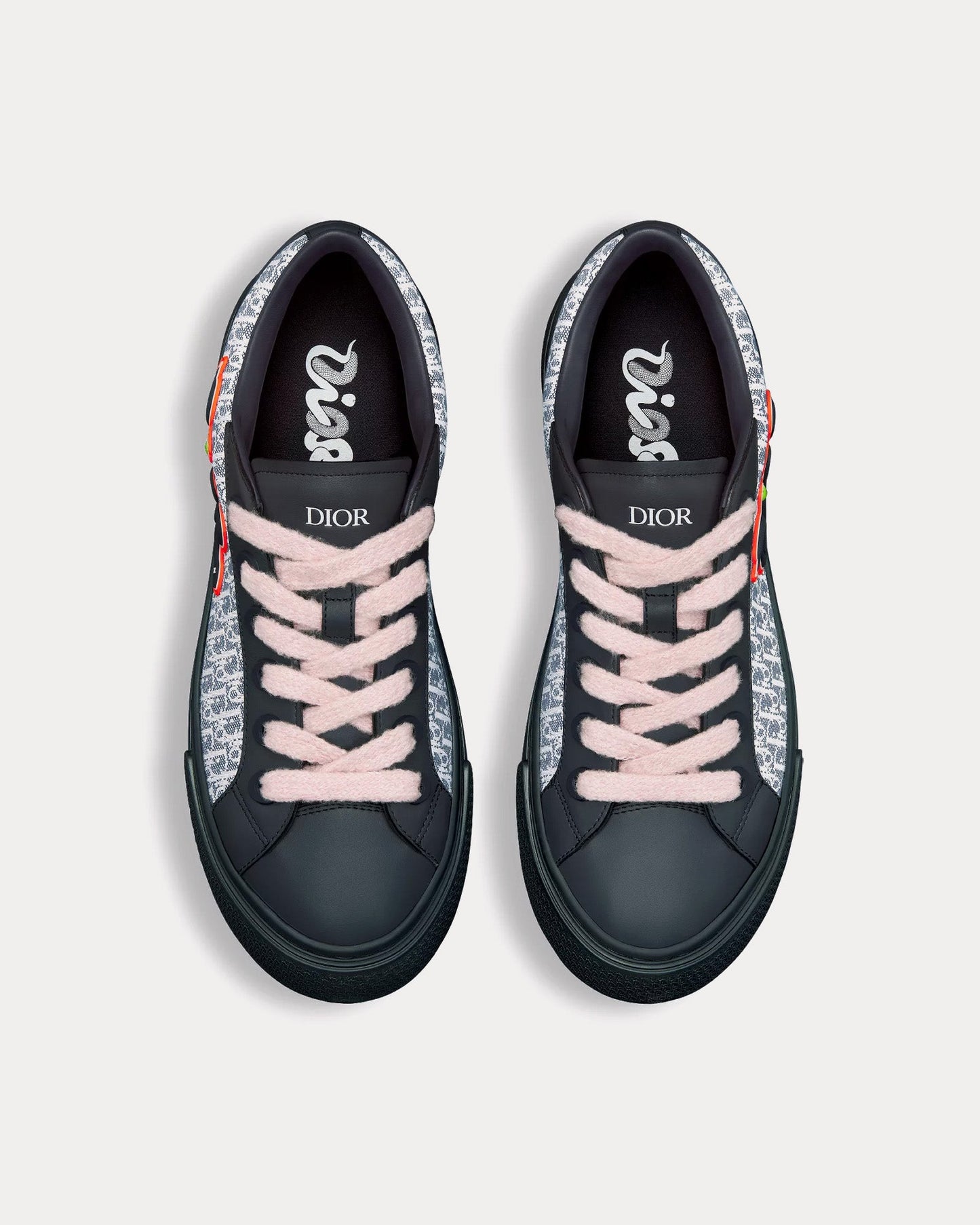 Dior x Kaws - B33 en cuir de veau et toile Dior Oblique bleu marine/bleu/blanc