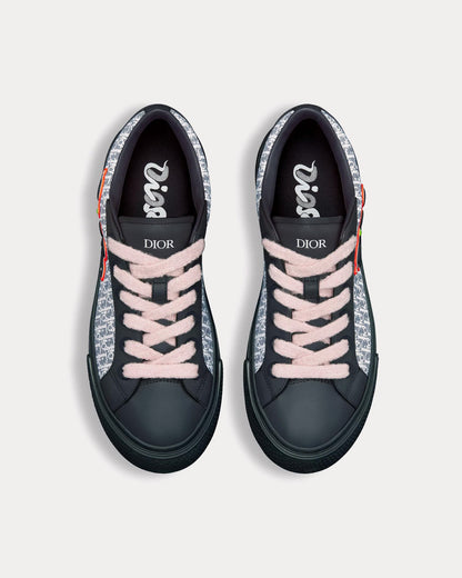 Dior x Kaws - B33 en cuir de veau et toile Dior Oblique bleu marine/bleu/blanc