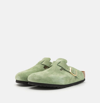Birkenstock mules en daim à boucle verte