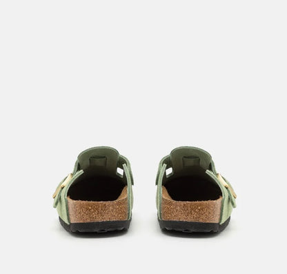 Birkenstock mules en daim à boucle verte