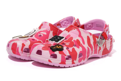 BAPE X CROCS ROSE